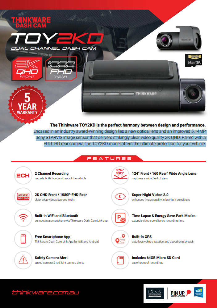 THINKWARE® Front and Rear Dash Cam