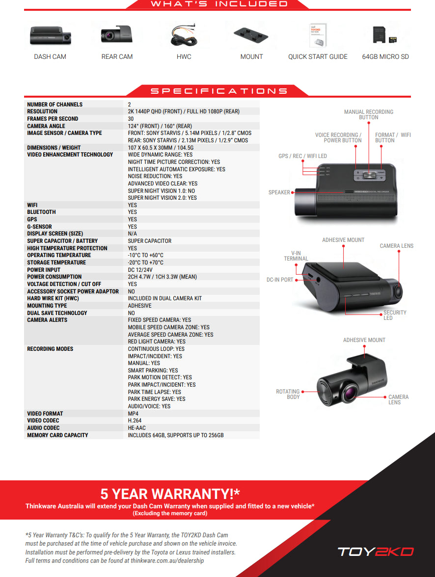 THINKWARE® Front and Rear Dash Cam